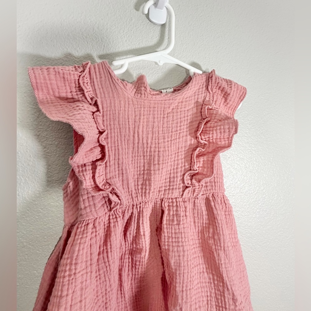 SHEIN Dress Ruffle Sleeveless Button Back Lightweight Blush Pink Kid Girl 5T - Picture 3 of 7